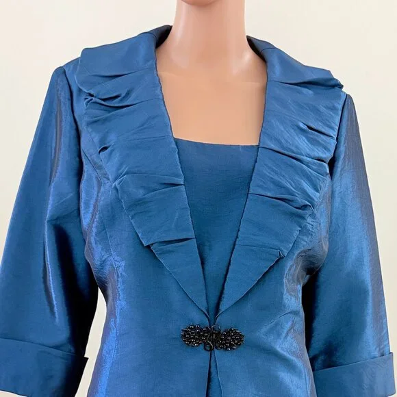 ALEX EVENINGS TWINSET BLUE JACKET & SHELL SET SIZE XL ONE BUTTON - Picture 1 of 10